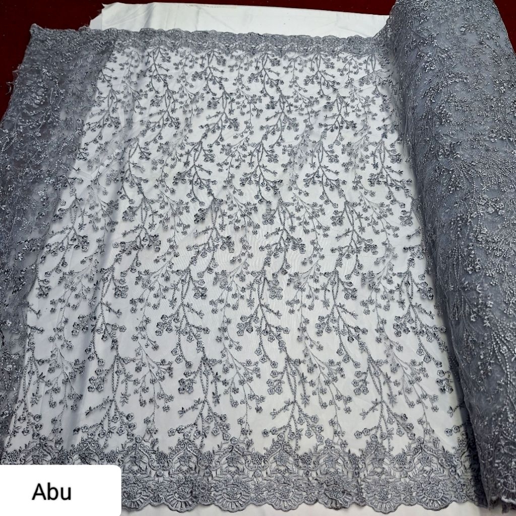 Kain tile bordir motif akar/Kain tile bordir motif akar premium import