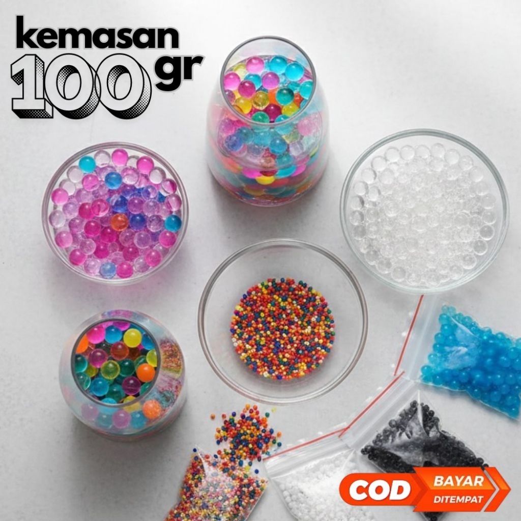 Grosir Hydrogel / Hidrogel Media Tanam Waterbeads Waterbead / Orbeez / Bobba Warna Warni / Hidrogel 