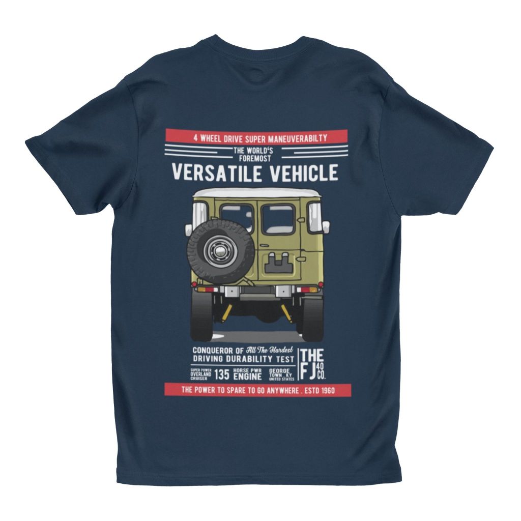 Kaos Retro Vintage Land Cruiser Gear FJ 40 Navy