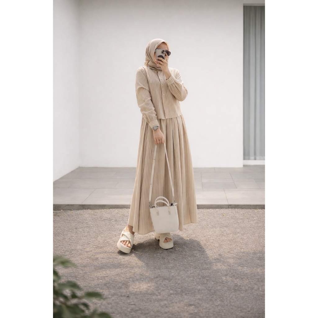 One Set Salur Dewasa Bahan Katun Size Standar Jumbo Setelan Rok Dan Kemeja