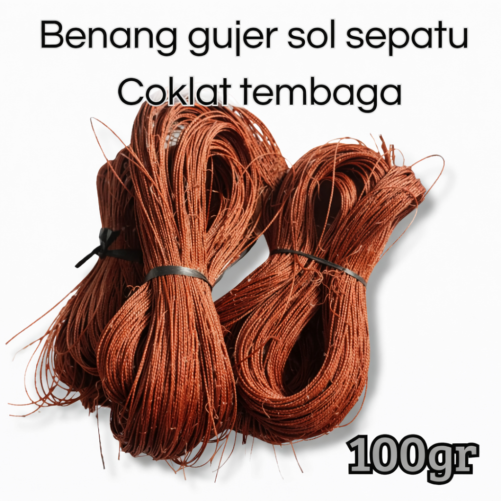 Benang Gujer Sol Sepatu 100gr | Benang gujer coklat tembaga 250cm Perbungkus