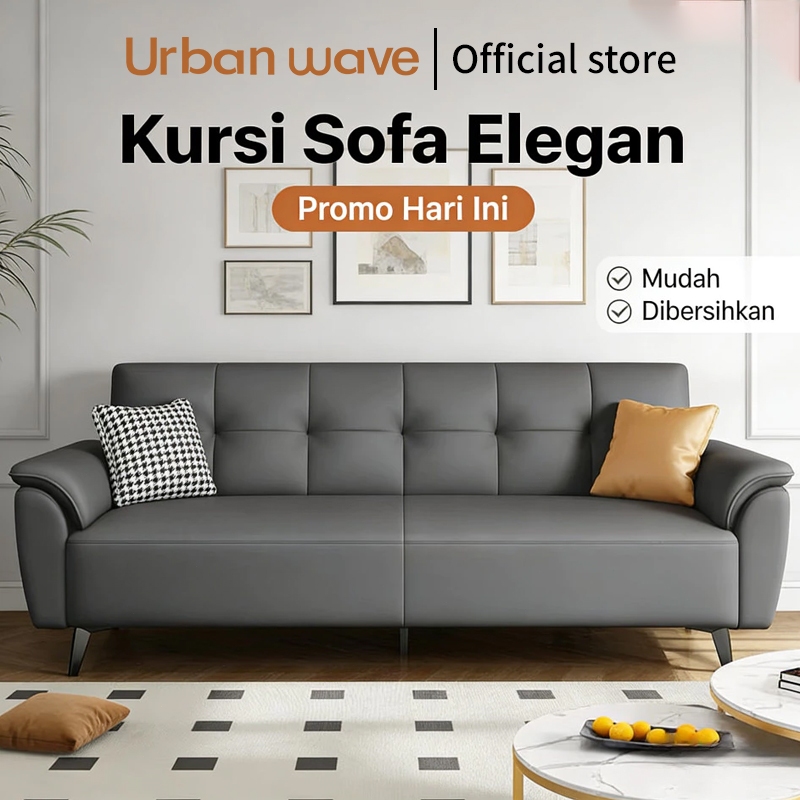 Sofa Kulit Asli Premium, Sofa Lurus Minimalis Ruang Tamu, Sofa Empuk Mewah Tahan Lama Cocok untuk ap