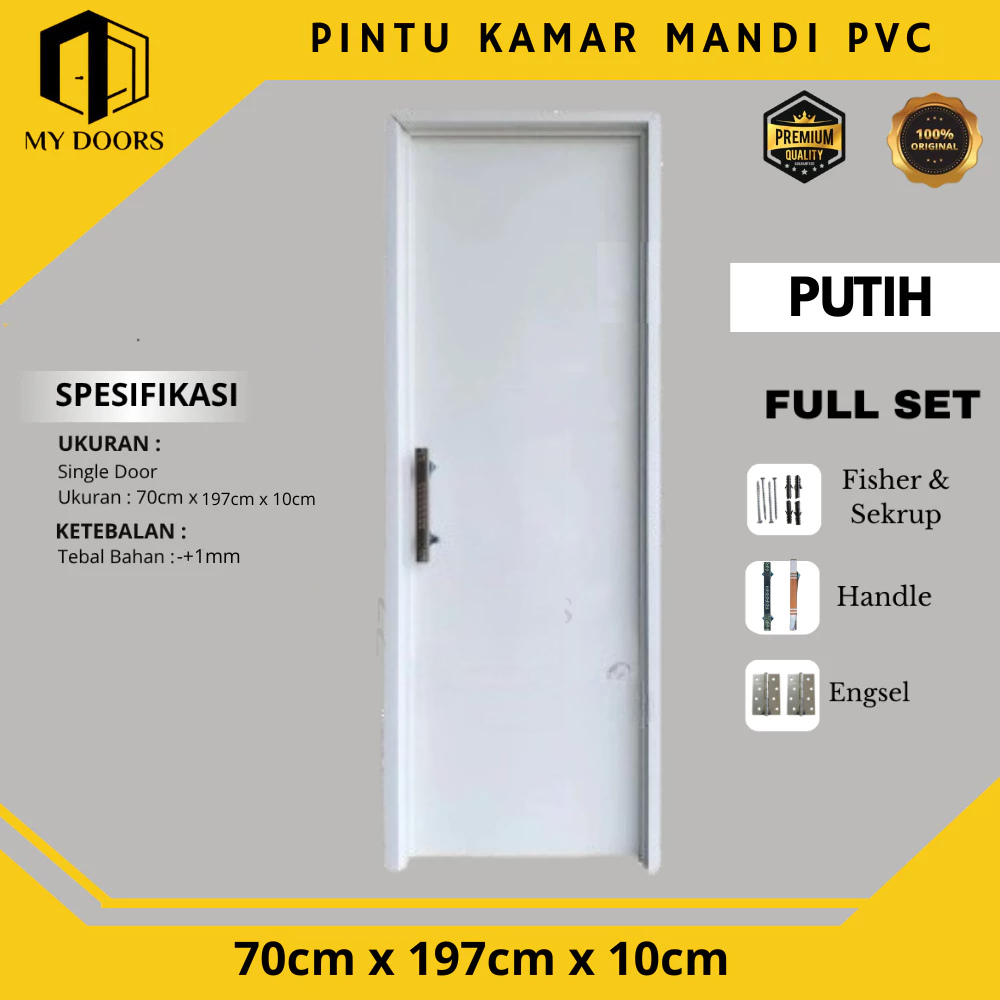 Pintu Kamar Mandi - Pintu Toilet Bahan Tebal Berkualitas Harga Murah Full Set Kusen Dan Handle