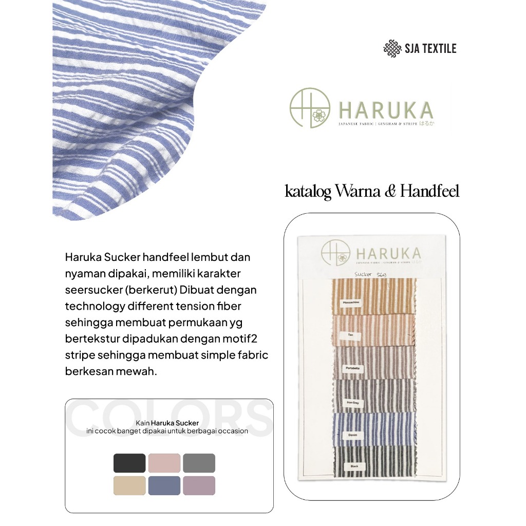 KATALOG Kain Haruka Sucker 569 | Katalog Kain Stripe Polyester Cotton | Kain Salur Ringan, Breathabl