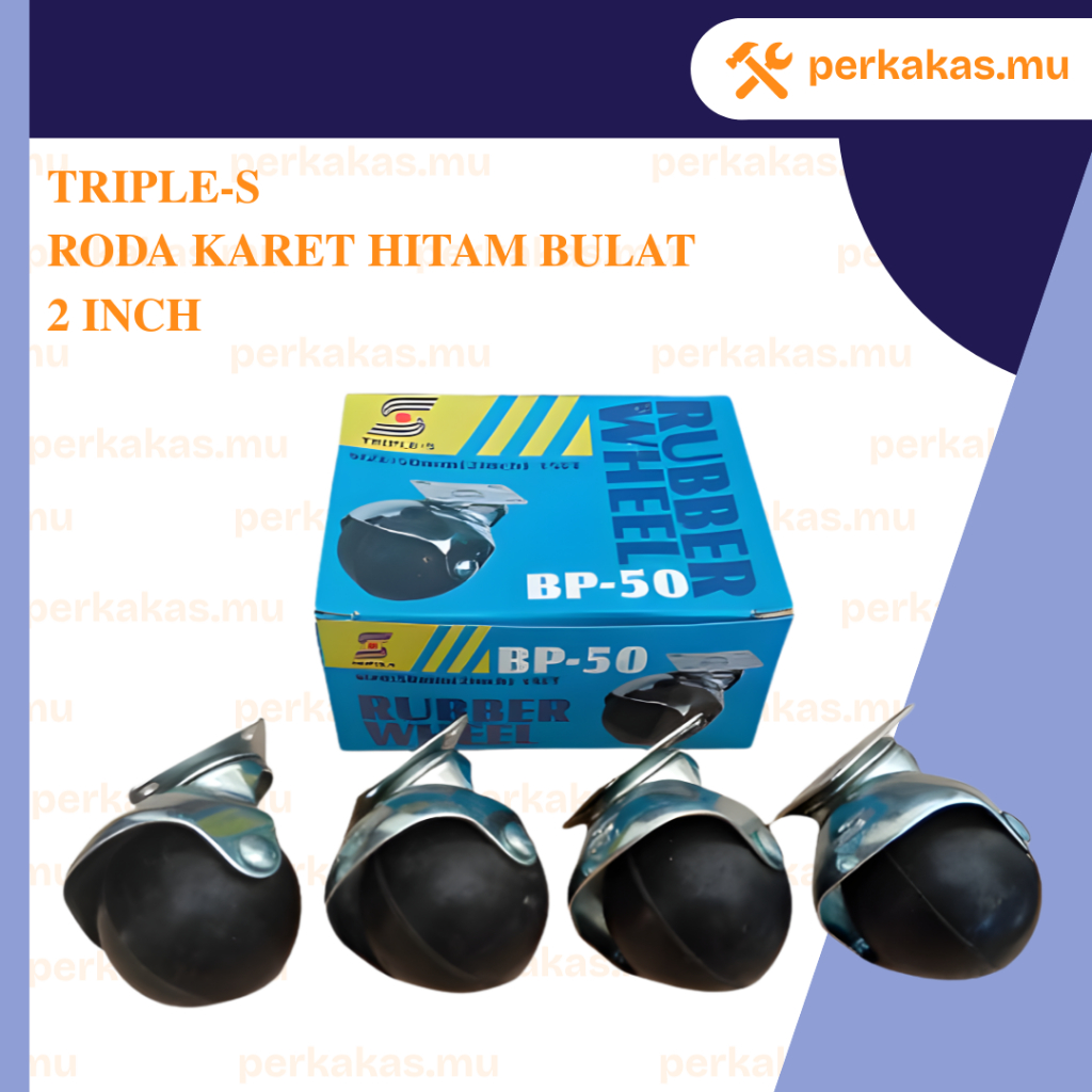 Original Roda Bulat Karet Hitam Caster BP-50  perset 4 pcs roda etalase 2 Inch Termurah
