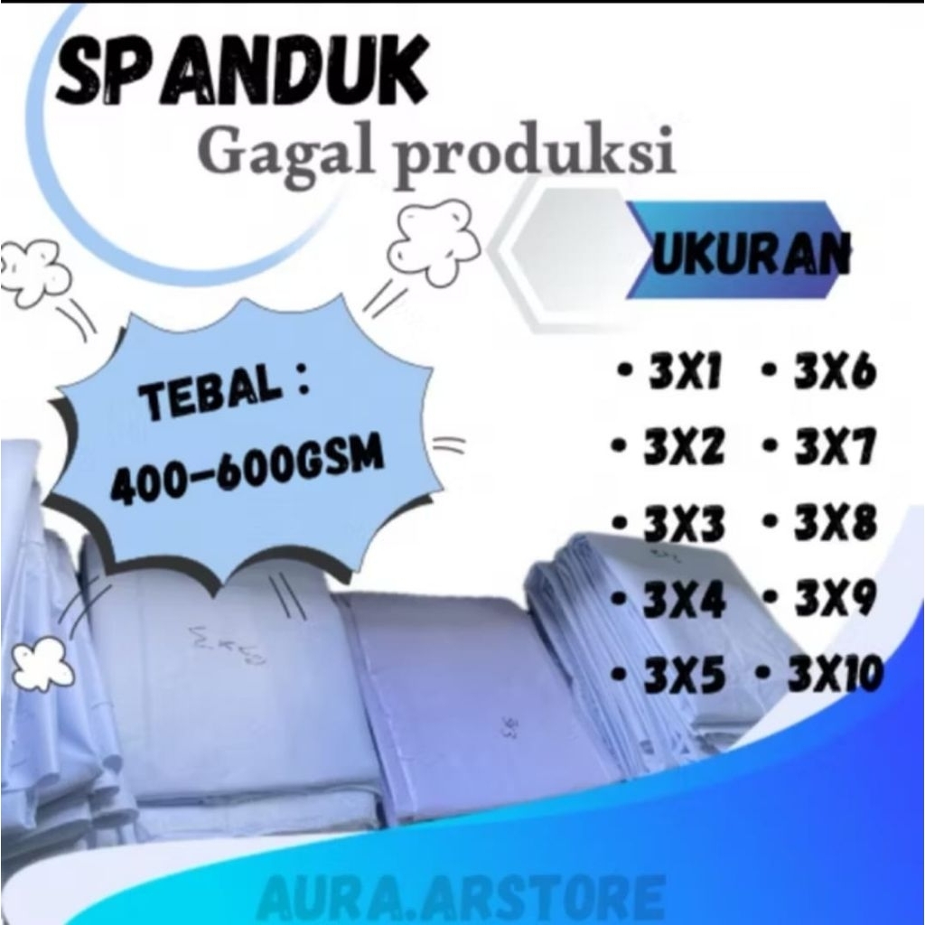 BANNER/SPANDUK PUTIH POLOS UKURAN 3 X 2 - 3 X 10 METER