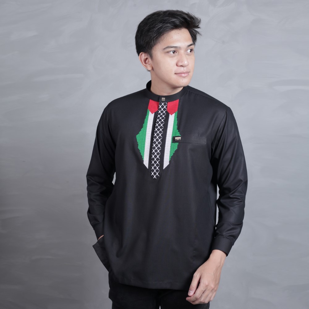 Qori Apparel Signature Black Series Baju Koko Casual Pria Lengan Panjang