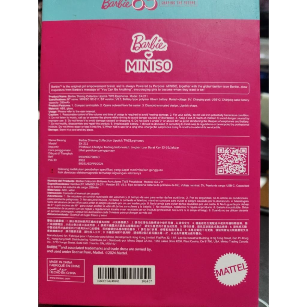 Barbie Miniso TWS SECOND 98 % mulus