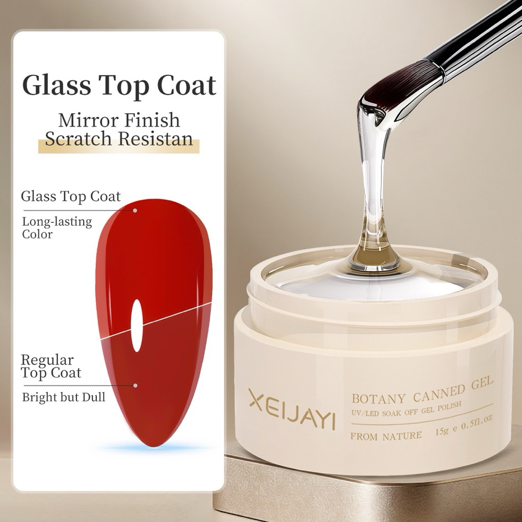 KHEISHOP XEIJAYI GLASS TOP COAT MIRROR FINISH SCRATCH RESISTAN NAIL ART