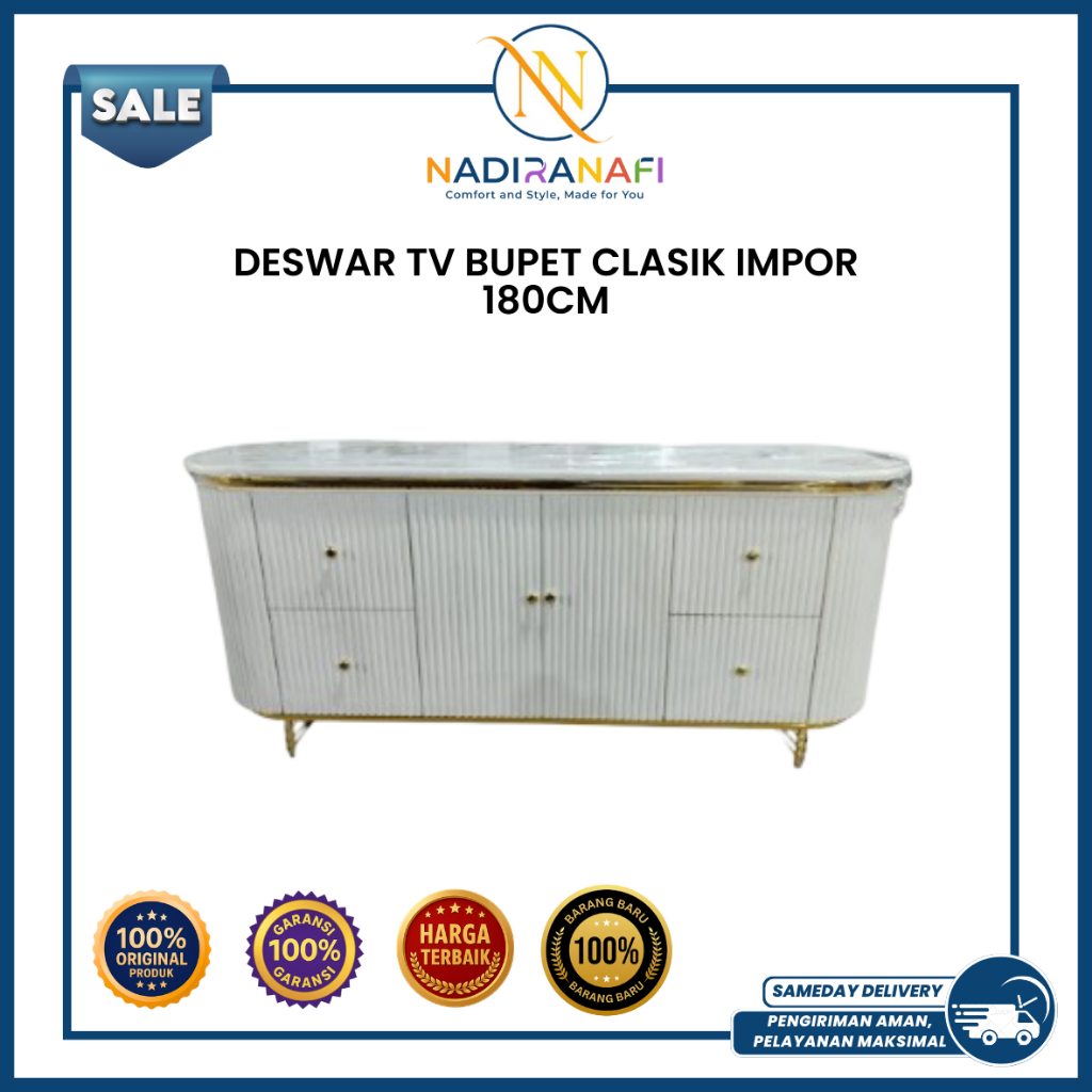 NADIRANAFI Bupet Tv Klasik Import 180Cm Meja Tv Deswar Mewah Ukuran Besar Kayu Import