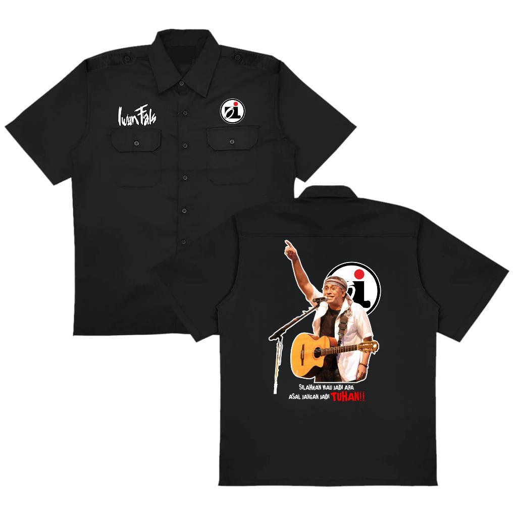 Raden Workshirt Iwan Fals Jangan Jadi Tuhan Kemeja Kerja Pdh Warna Hitam Pdl Kemeja Pria Wanita