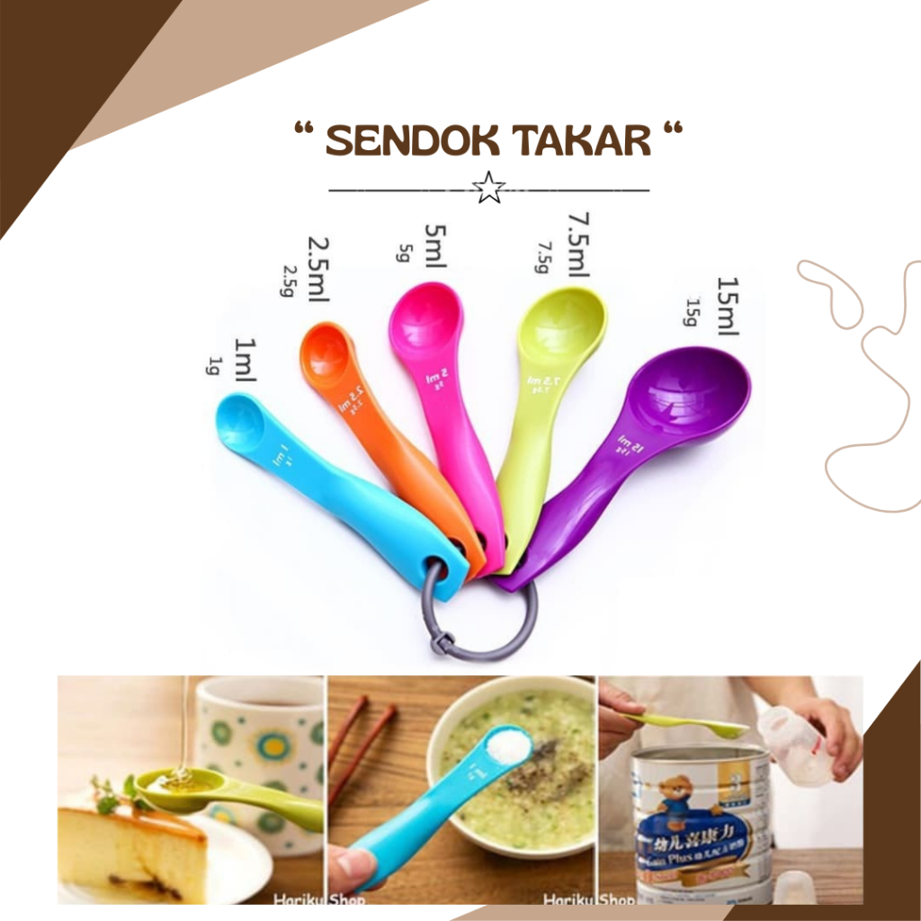 Sendok Takar Takaran Set isi 5 in 1 Kecil Measuring Spoon Alat Baking Sendok Takar Bumbu Bubuk Kopi
