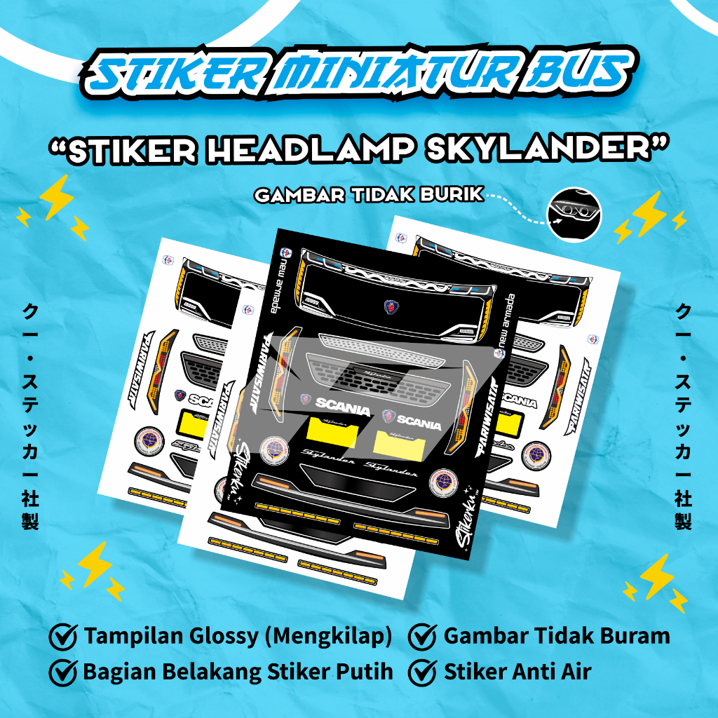 Stiker Headlamp Miniatur Bus RKC Sylander R25 New Armada Vinily Cutting Jernih