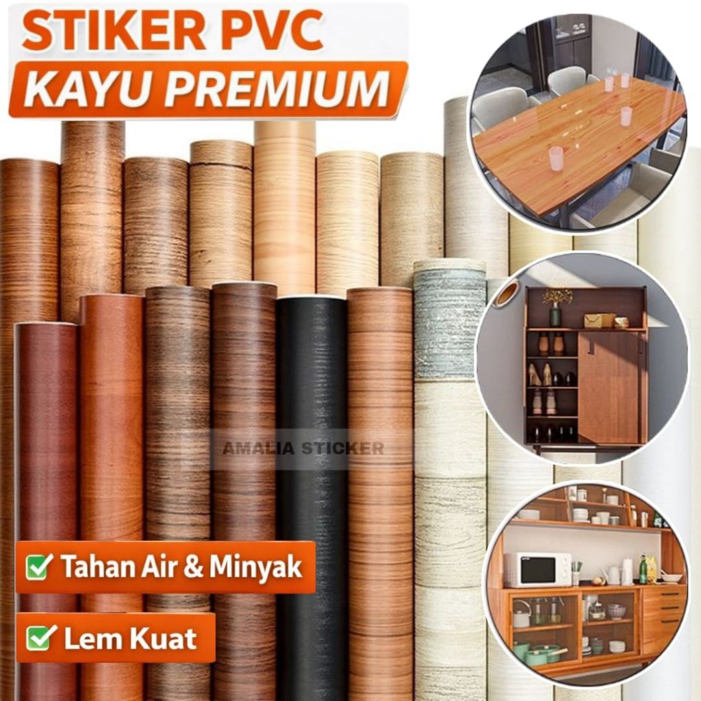 Wallpaper Stiker Kayu, Stiker Lemari,Stiker Dinding Wallpaper Berserat, Wallpaper Dinding