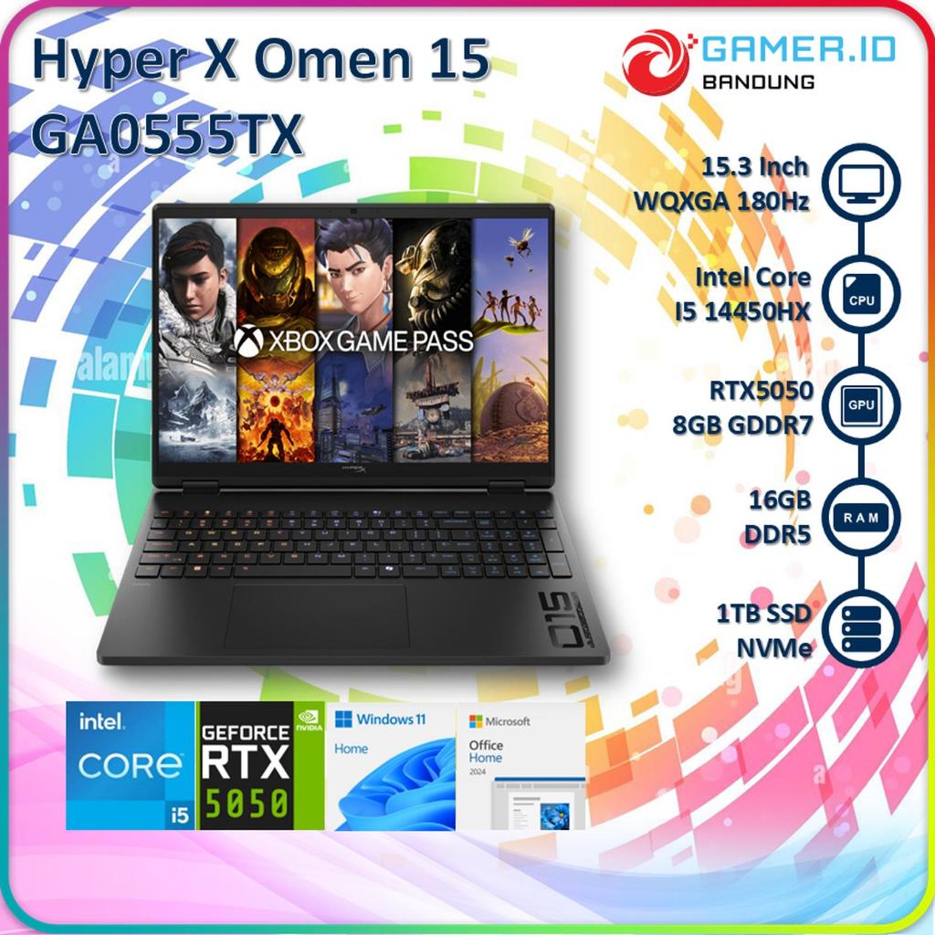 HP HYPERX OMEN 15 GA0555TX CORE I5 14450HX RTX5050 16GB 1TB 15.3 INCH WQXGA IPS 100% SRGB