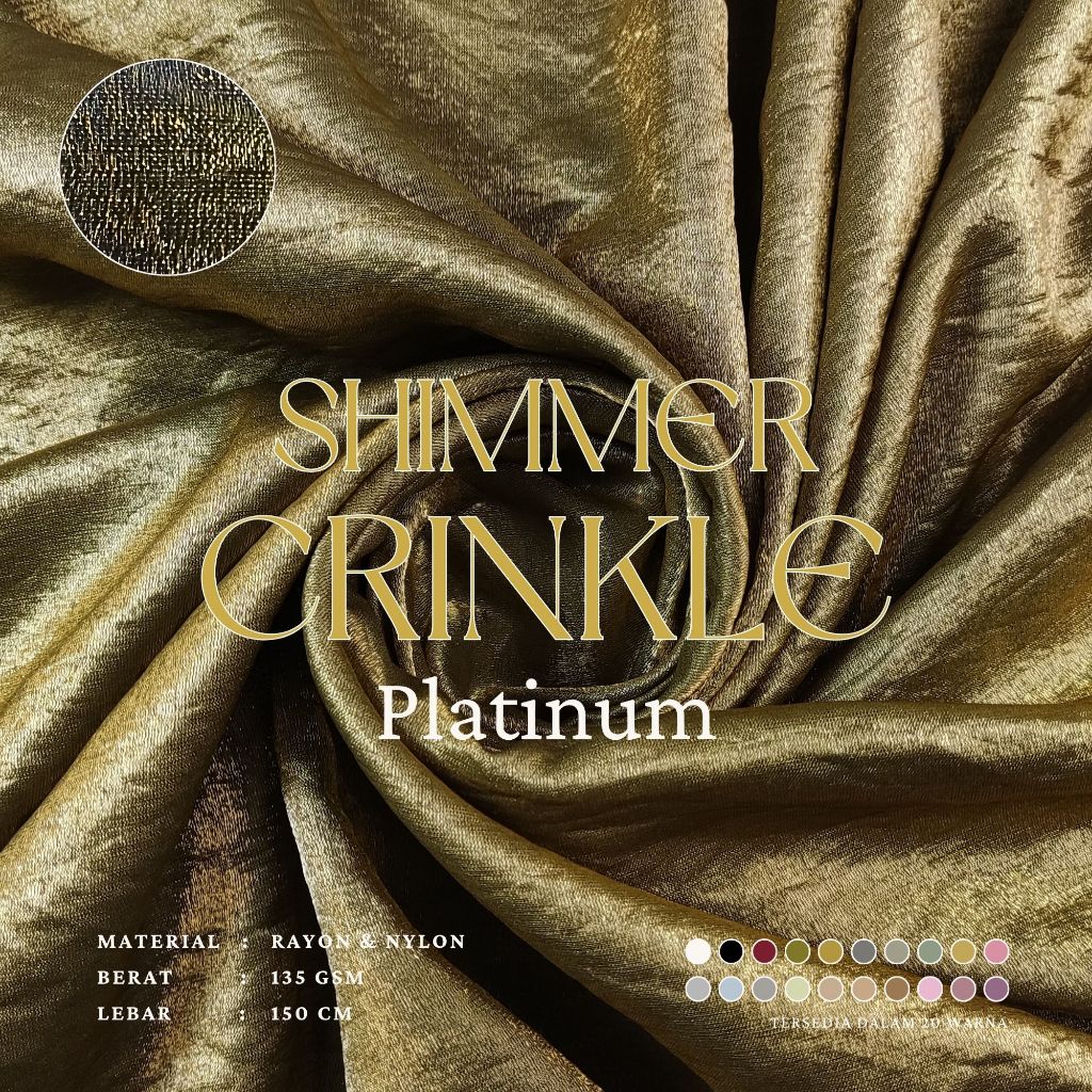 SHIMMER CRINKLE PLATINUM KAIN RAYON NYLON BERKILAU UNTUK DRESS GAMIS
