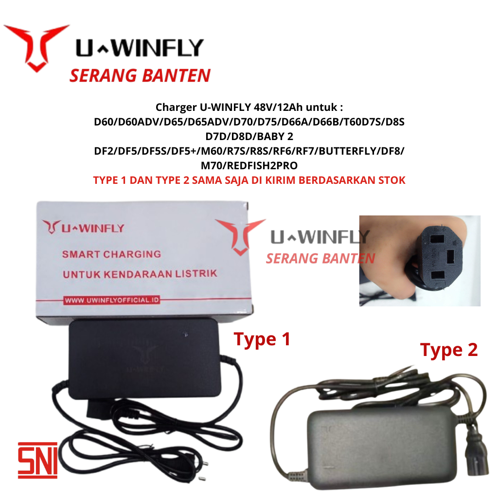 Charger Sepeda Listrik ORIGINAL Uwinfly 48V12Ah  D60/D60/ADV/D65/D65ADV/D70/D75/D66A/D66B/T60D7S/D8S