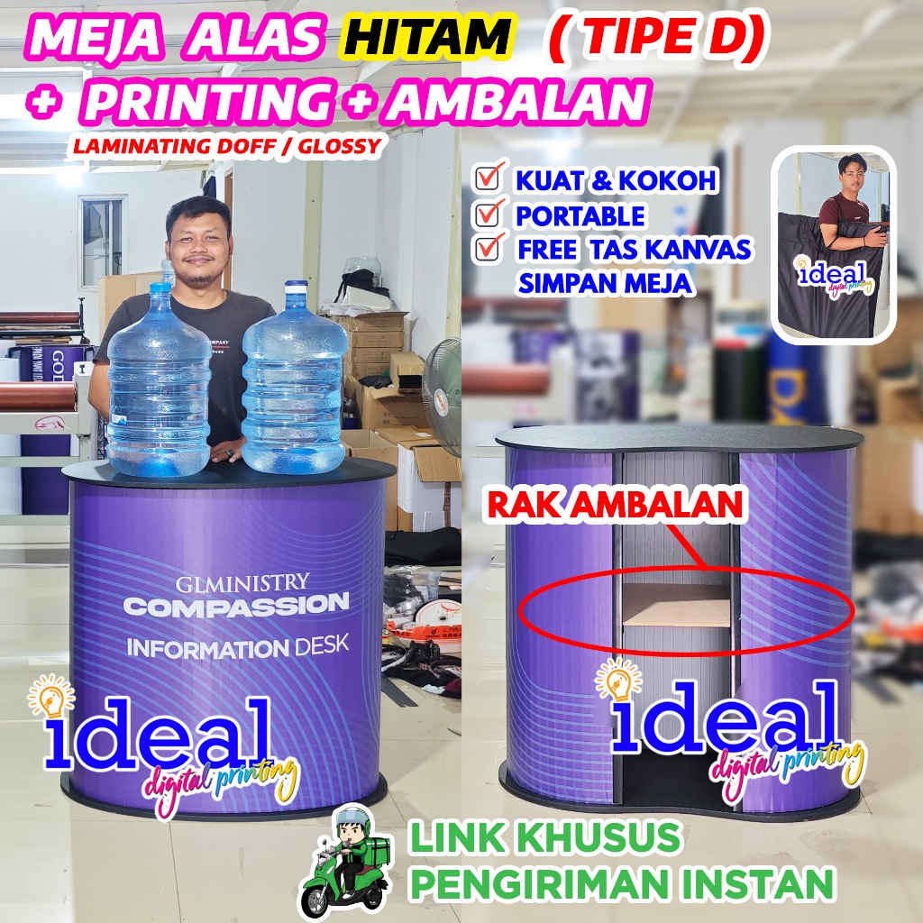 Polycounter Tipe D Rak ambalan, poly counter, event desk meja pameran Event Desk pop up table booth 