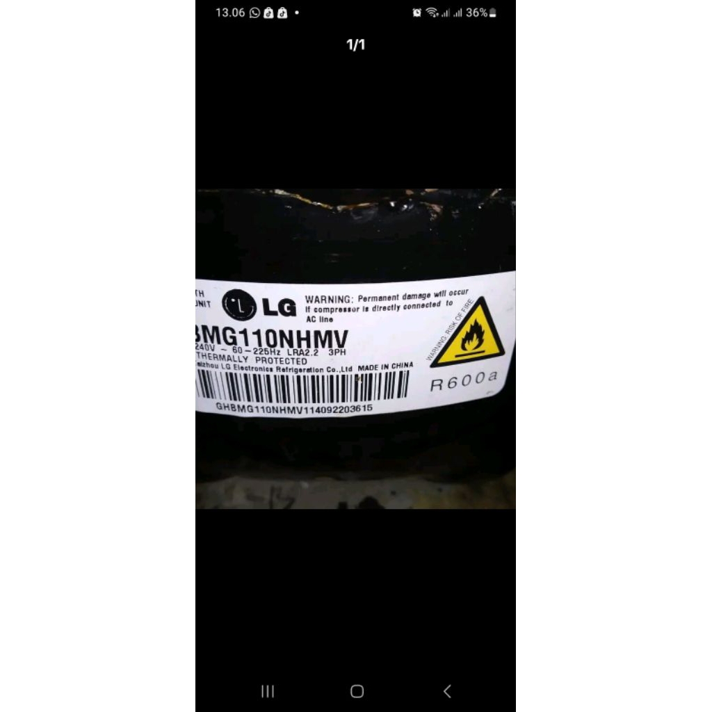kompresor kulkas LG inverter BMG110NHMV original