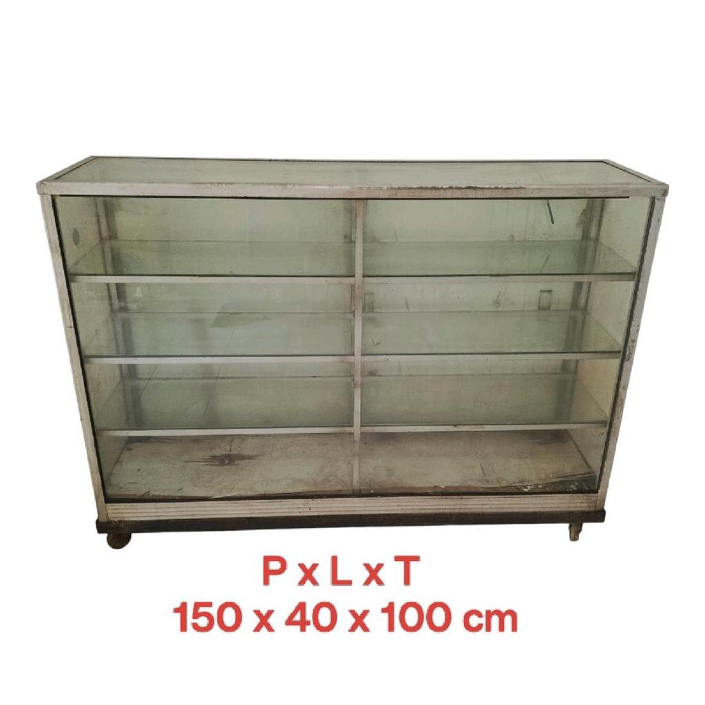 Second Etalase Kaca Aluminium 4 Tingkat ukuran 150 x 40 x 100