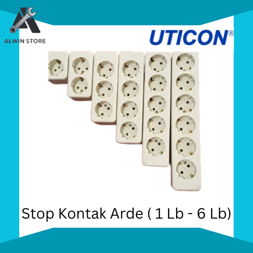 UTICON Stop Kontak Arde 1–6 Lubang | Terminal Listrik Tembok Tanam Original