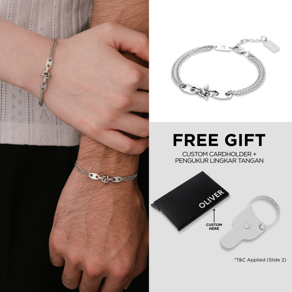 Kuze Original 316L Stainless Steel - Gelang Pria Wanita Couple Pasangan Minimalis Aesthetic Anti Kar