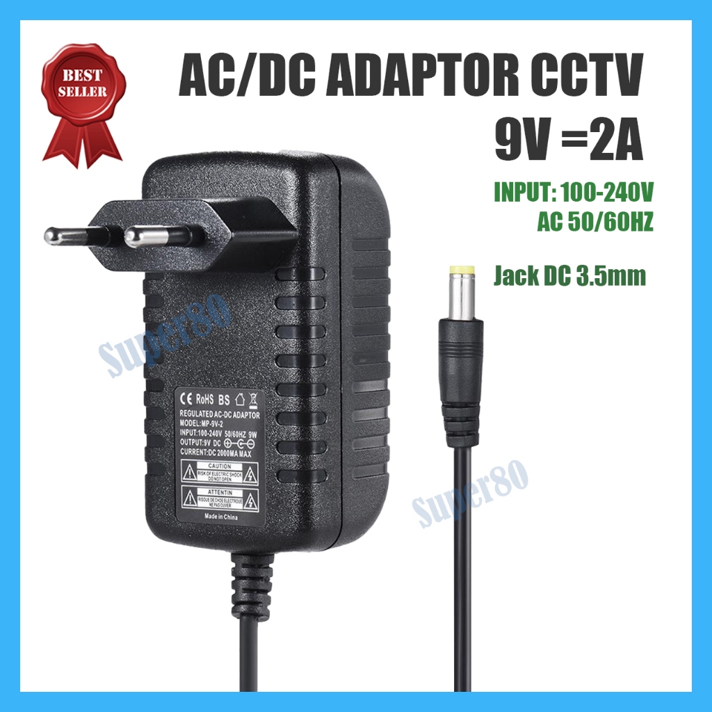Adaptor 9V 2A Adaptor Speaker Electronic 9Volt Real Jack DC 3.5mm 5.5mm