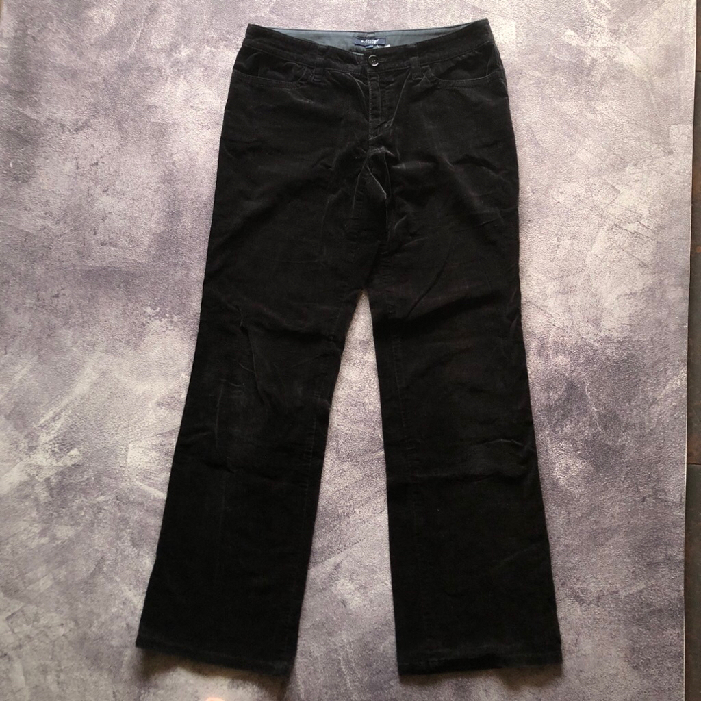 Corduroy Pants BURBERRY LONDON Scnnd Size 31 ,Celana Panjang Corduroy Hitam Black,Celana Corduroy re