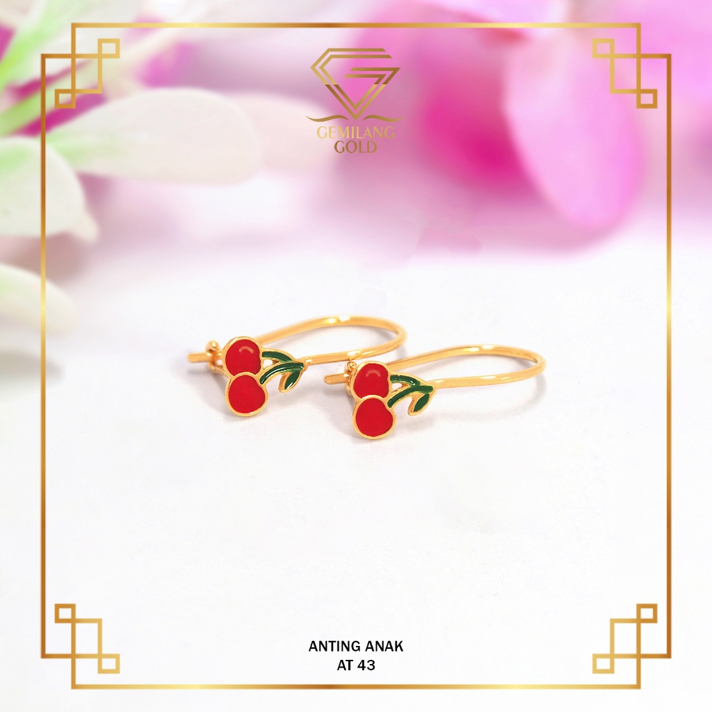 Anting Emas Baby New Born Karakter Cherry Kadar 6K & 8K Gemilang Gold ID (AT 43)