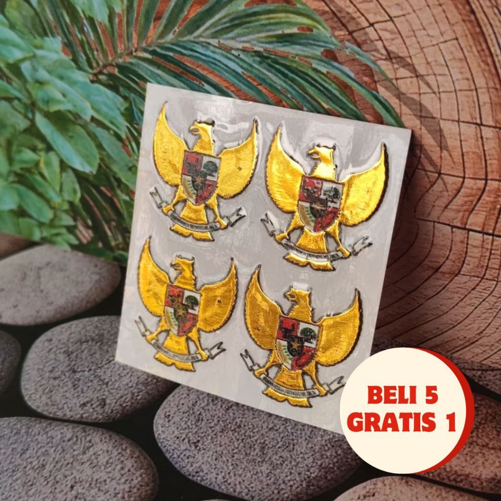 Sticker DTF UV Timbul Premium –  Lambang Garuda | Paket 5 Free 1