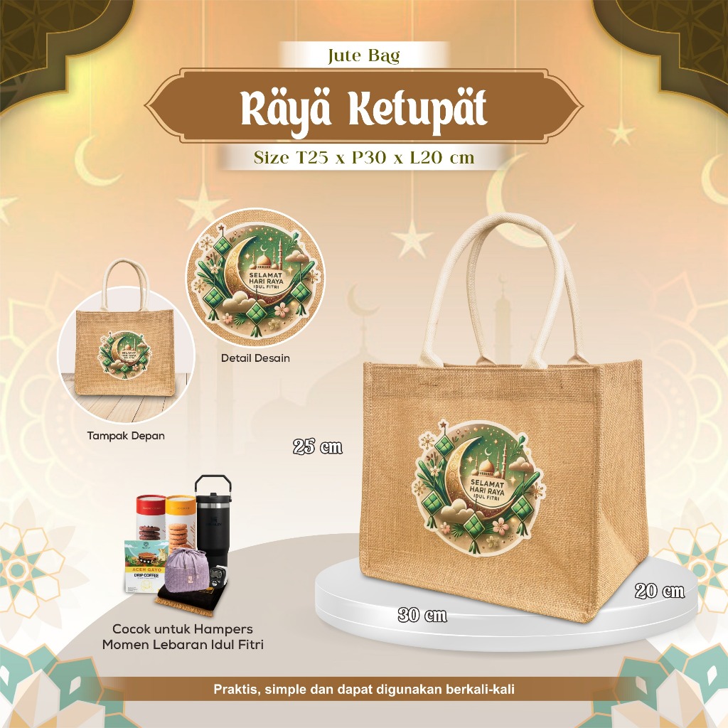 ALTHEA Tas Jute Tote Bag Goni Tas Cantik Goni Tas Karung Goni Goodie Bag Jute Tas Karung Goni Jute L