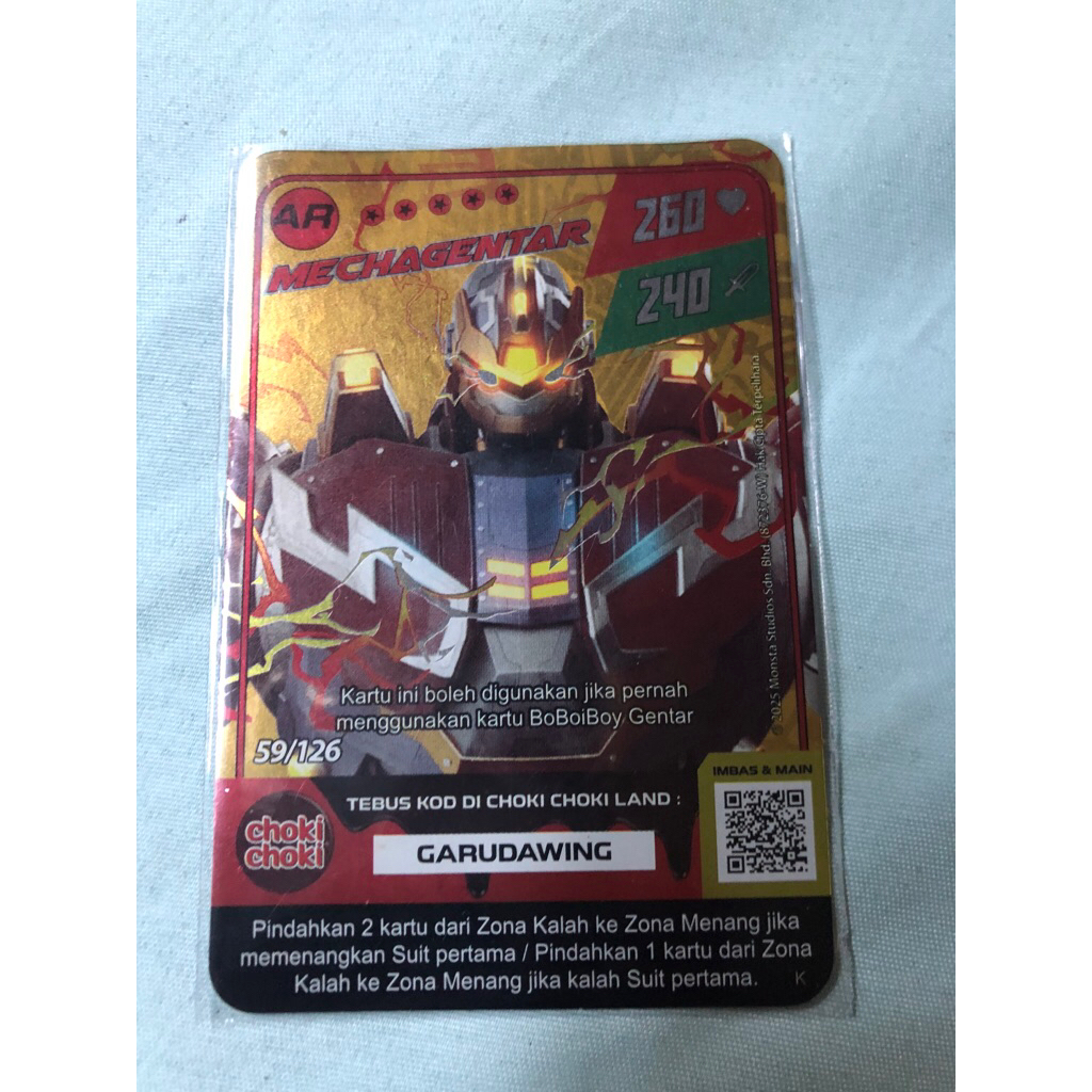 kartu boboiboy emas mecha gentar