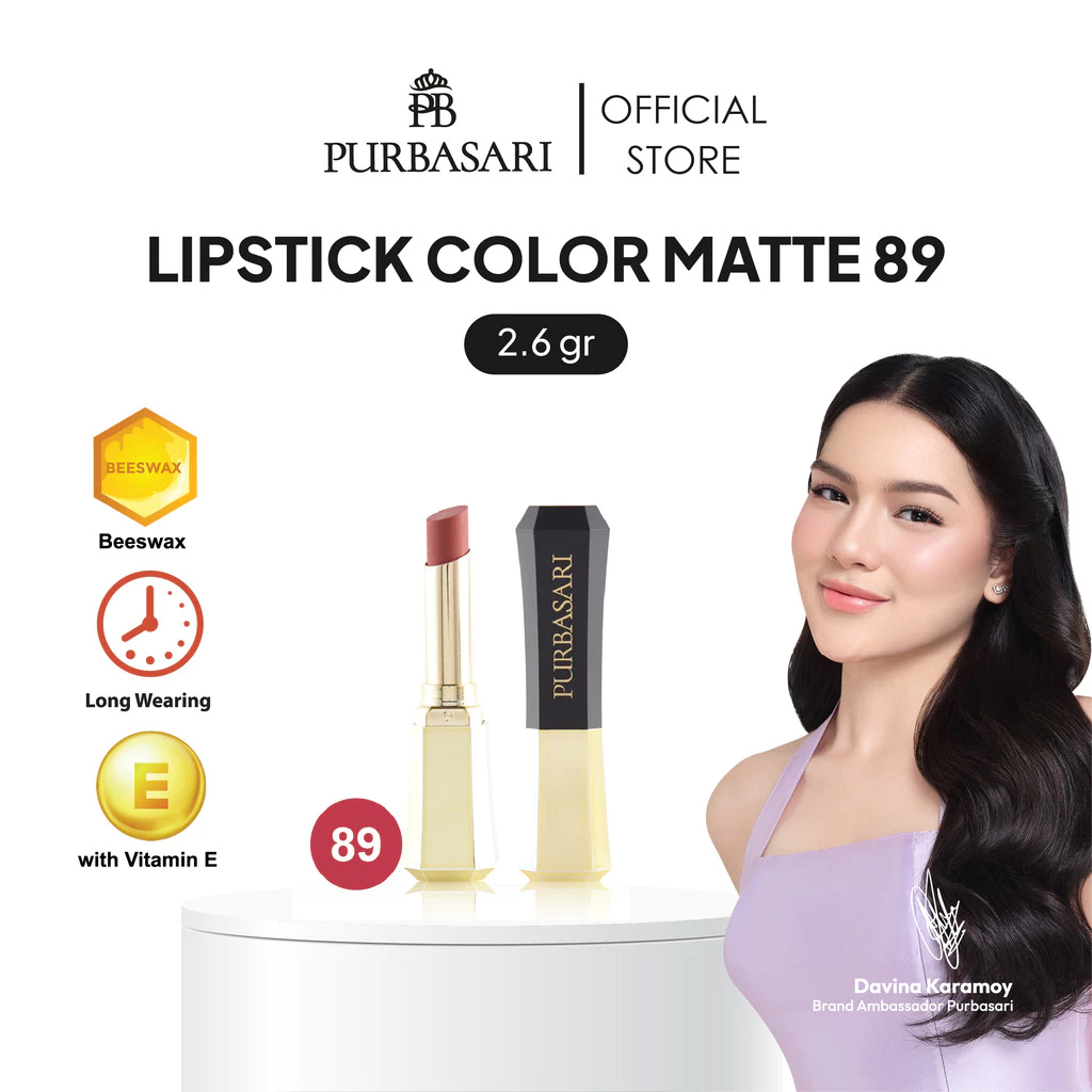PURBASARI LIPSTICK COLOR MATTE Tahan 12 Jam Vitamin E Castor Oil 15 Warna Halal BPOM