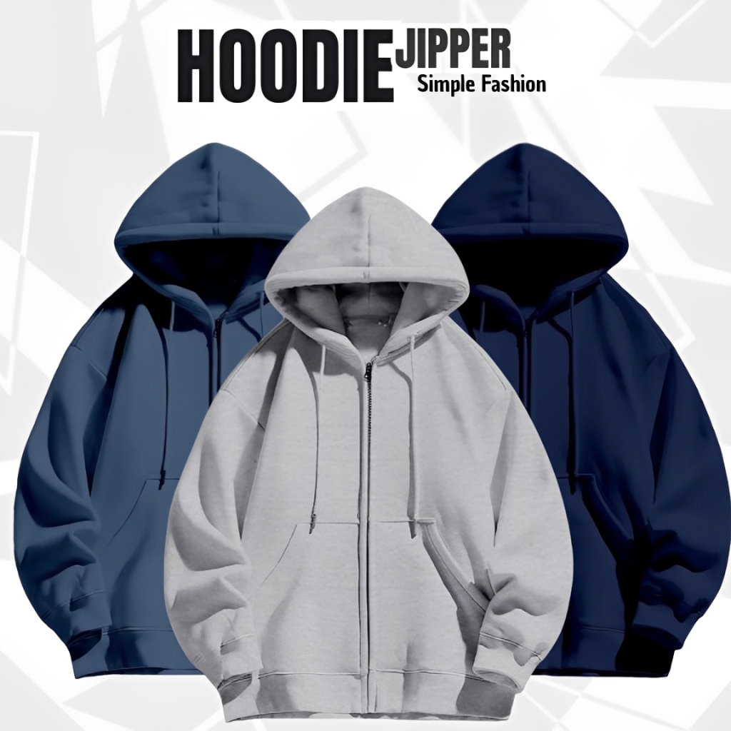 Hoodie Zipper Polos Pria Wanita Jacket Hoodie Zipper Olive Polos Unisex Fleece Tebal Premium