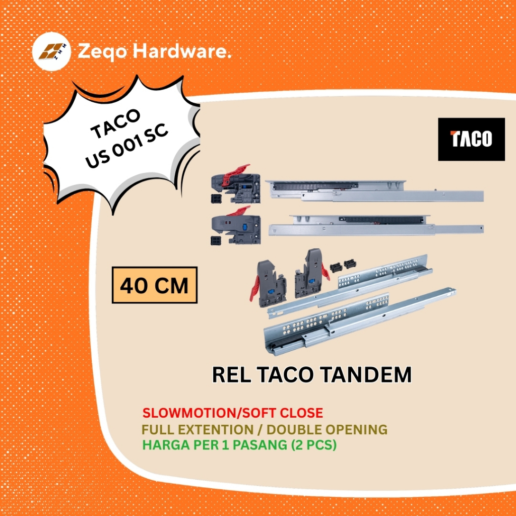 Rel Laci Tandem TACO 40 cm Soft Close Slowmotion Full Double Extension US 001 SC Dobel Slow Motion K