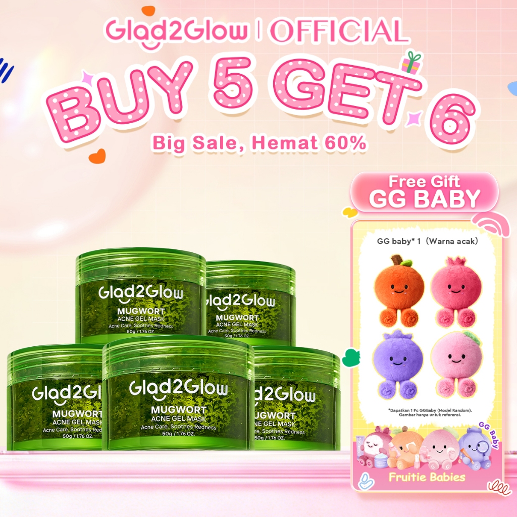 [Hemat 5PCS]Glad2Glow Clay Stick&Face Mask Complete Series-Pomegranate Brightening/Mugwort Salicylic