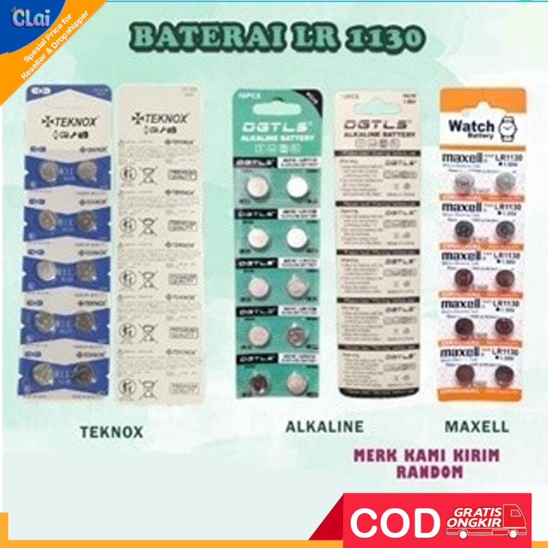 (clai) 10 PCS Baterai Batre Kancing Battery Jam Tangan Maxell AG10 LR1130 LR 1130 SR54 LR54 GP189 Tu