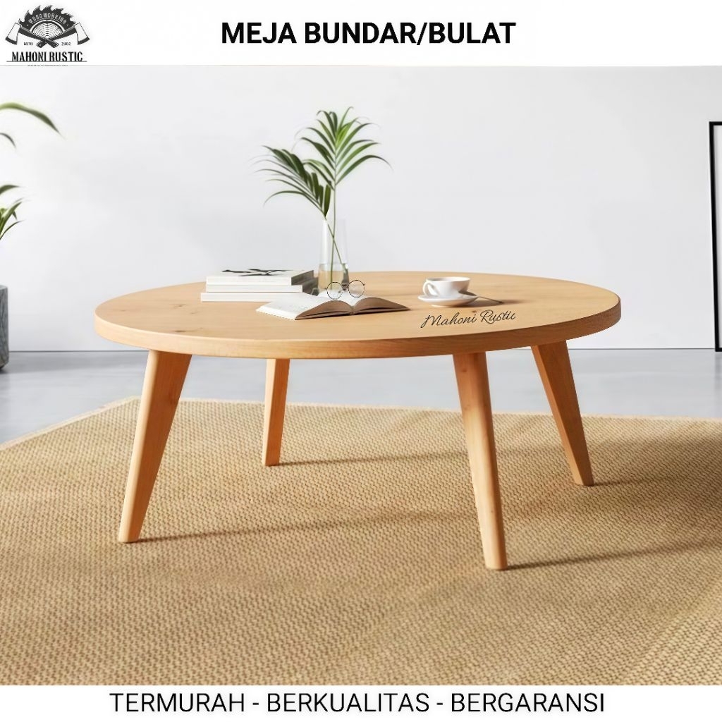 MEJA BUNDAR kayu bulat meja lesehan top table coffee table