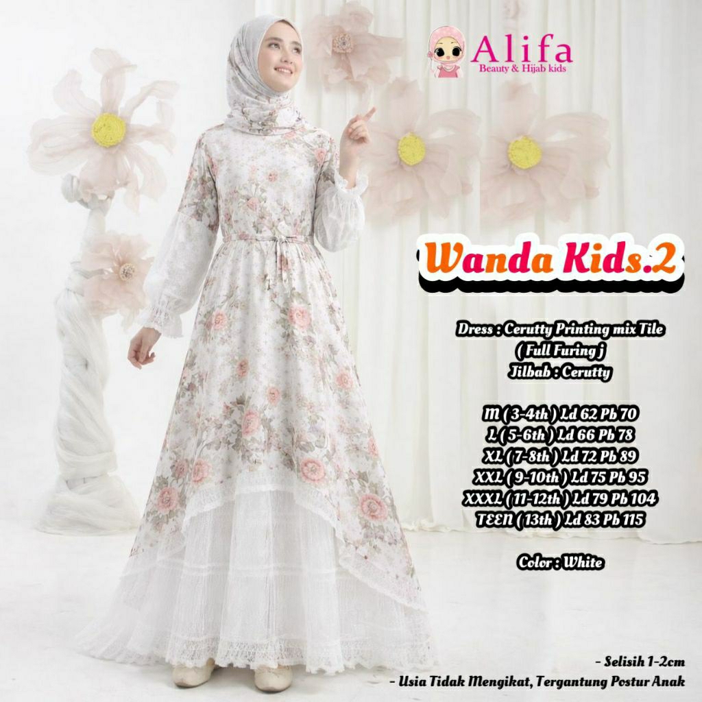 Wanda kids #2 laluna vol.3 gamis set kids + Zahra syari kids by Alifa
