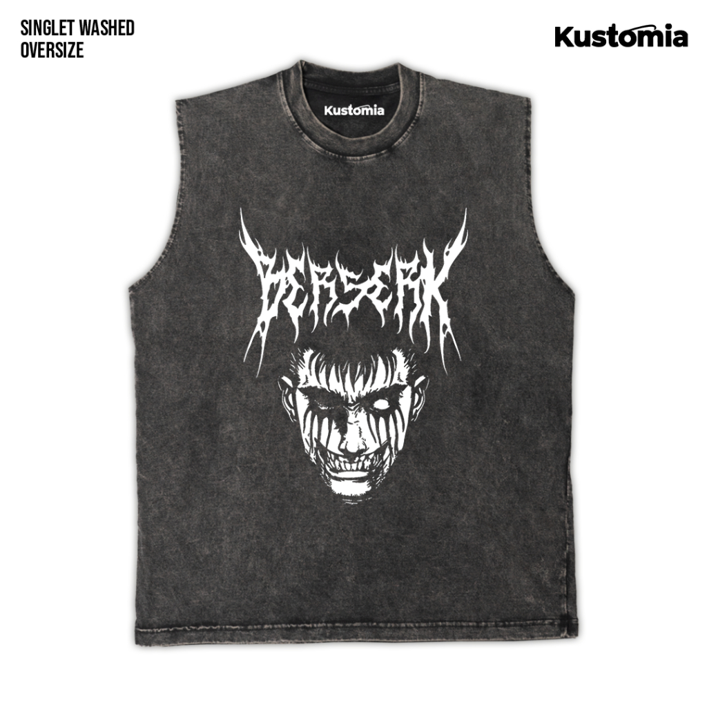 KUSTOMIA Singlet BERSERK Sleeveless Oversize Slimfit Washed Shirt | BERSERK-10
