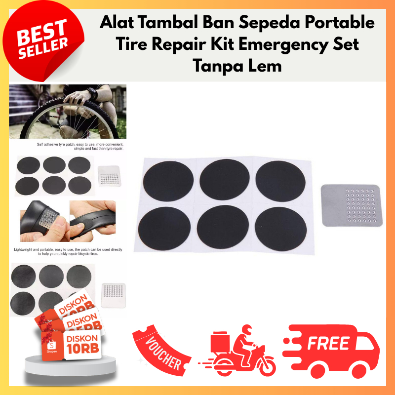 Alat Tambal Ban Sepeda Portable Tire Repair Kit Emergency Set Tanpa Lem