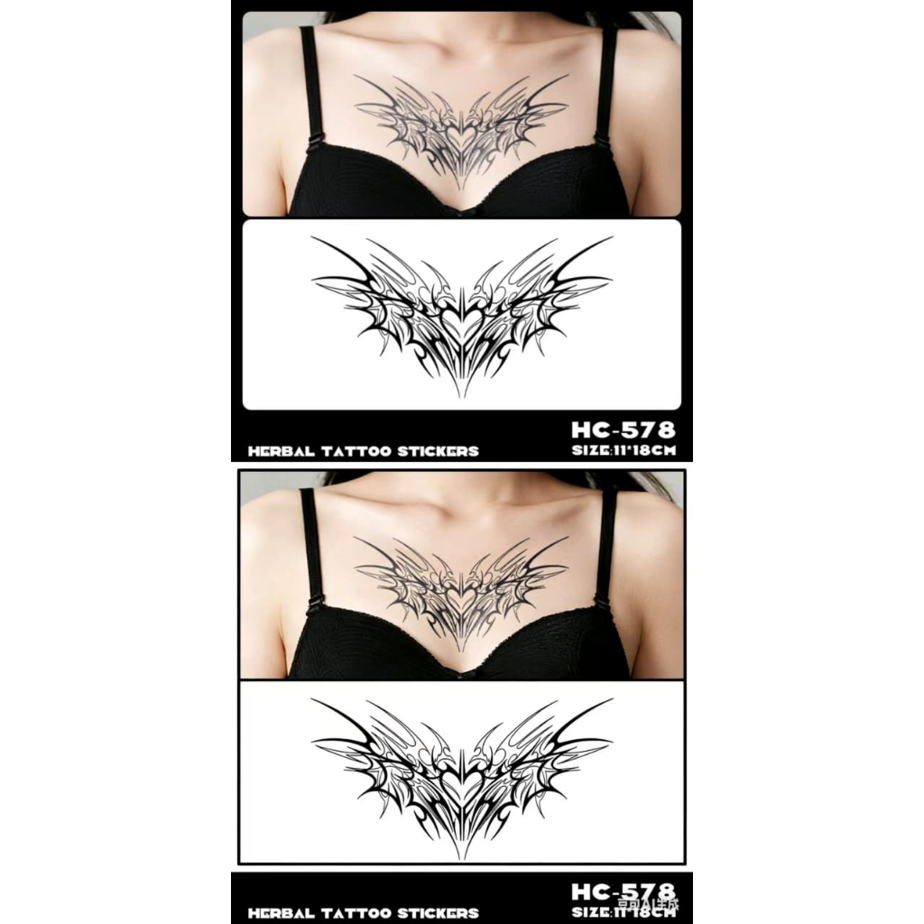 Tato Dada Wanita Tato Seksi Wing Chest Tattoo