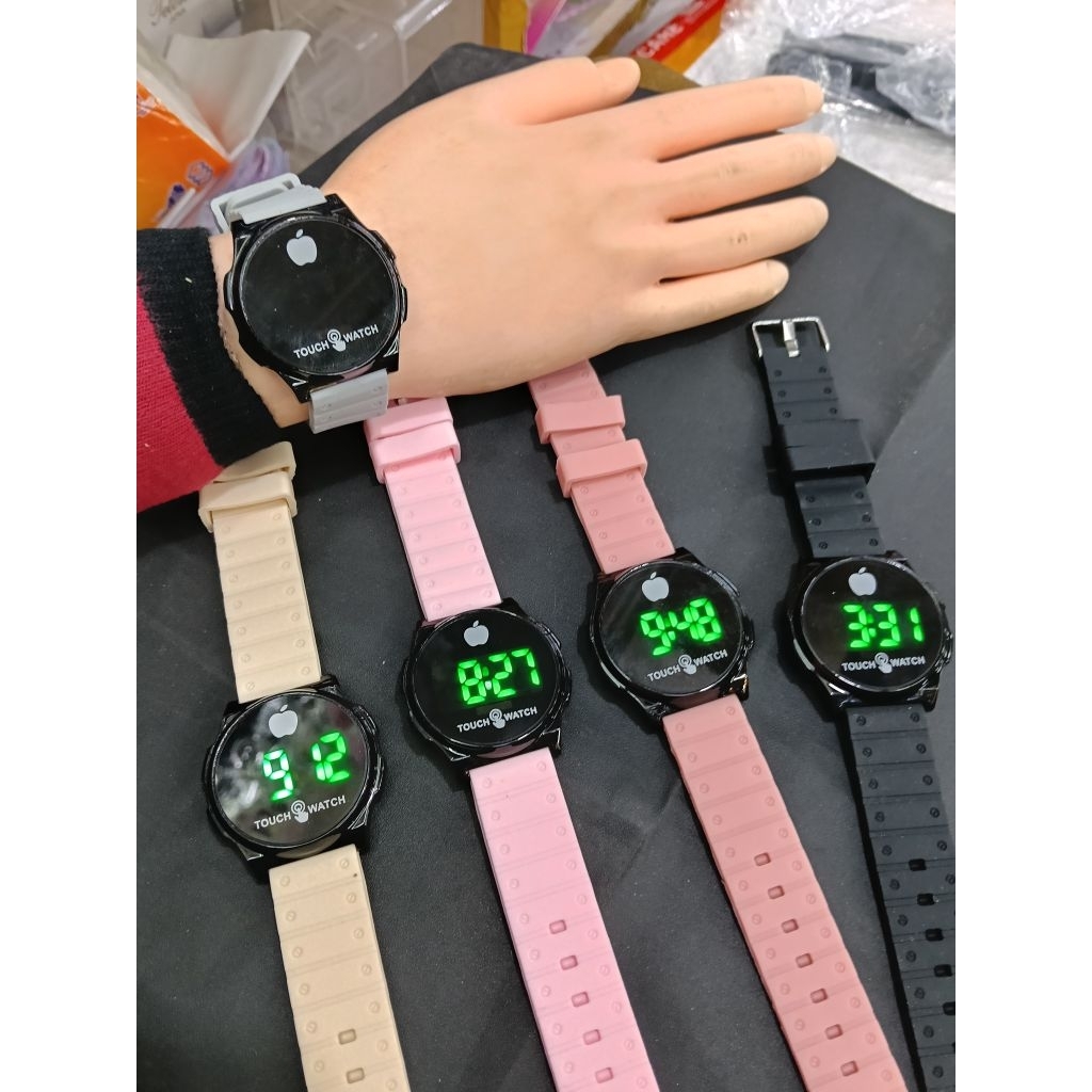 Jam Tangan Anak Remaja Unisex Digital LED Apple Tali Rubber Bulat