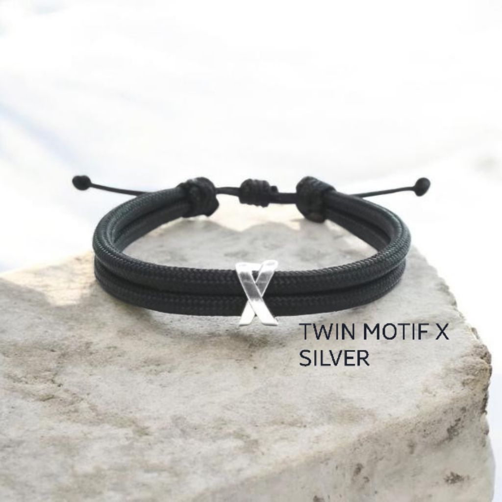 gelang twin motif x silver