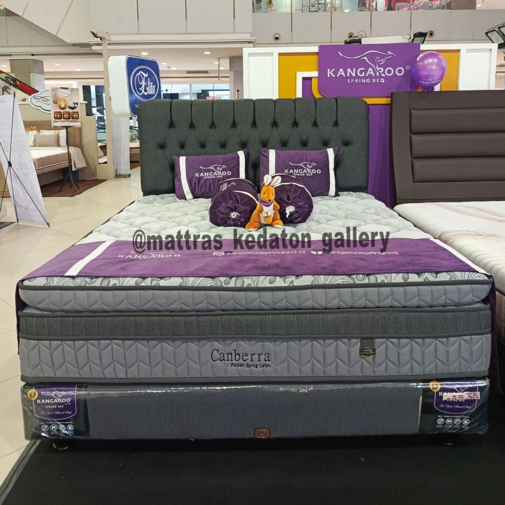 Kasur Kangaroo Springbed Canberra Pocket Latex uk 160 & 180 - Kasur Springbed Matras Full Set All Si