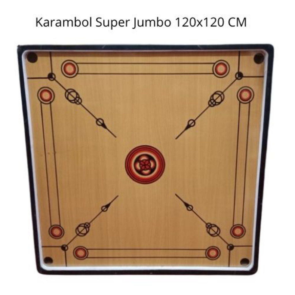 Meja karambol Jumbo ukuran 120x120cm Full set biji karambol+kristal warna krim