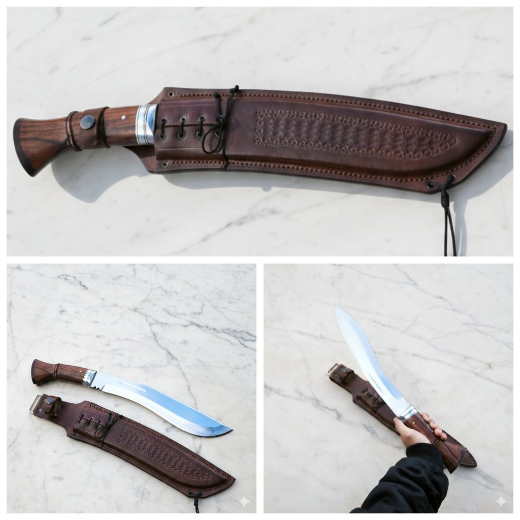 Kukri/Gurkha Tebas Kuat Baja Per Asli Kulit Sapi