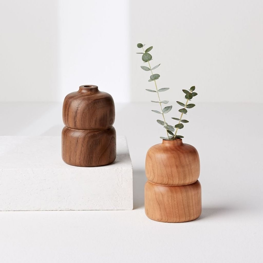 Ellena Vas Bunga Kayu Aesthetic / Vas Bunga Kayu Murah / Vas Kayu Hiasan