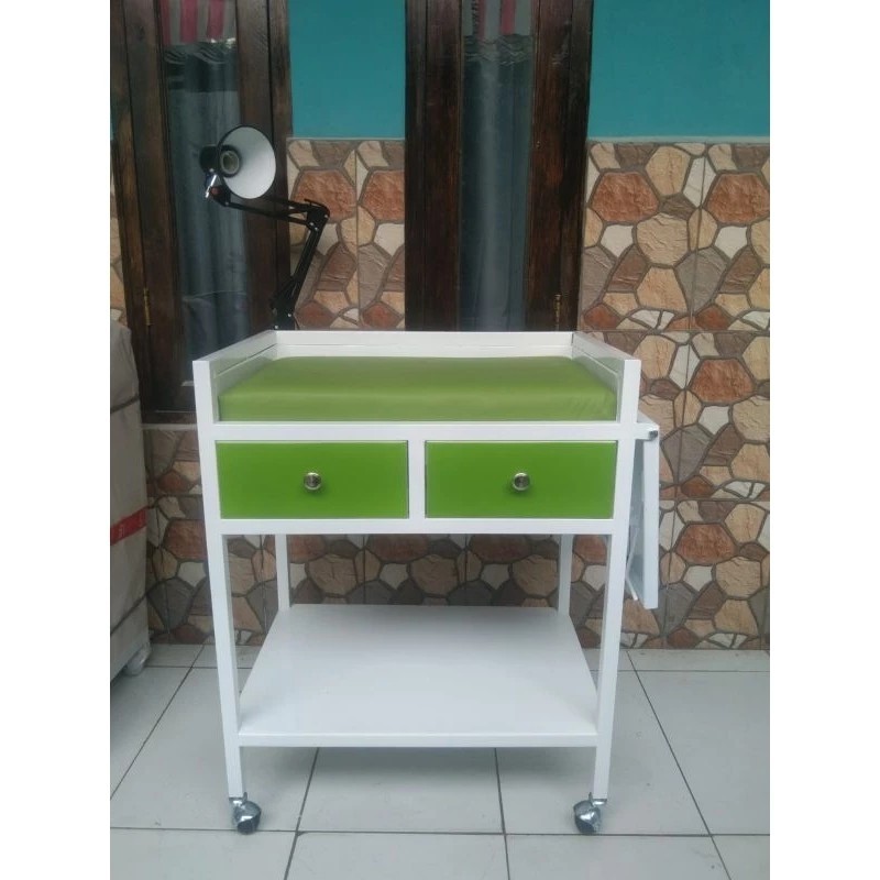 Meja resusitasi mini + lampu / meja resusitasi bayi / babytable mini / meja resusitasi besi