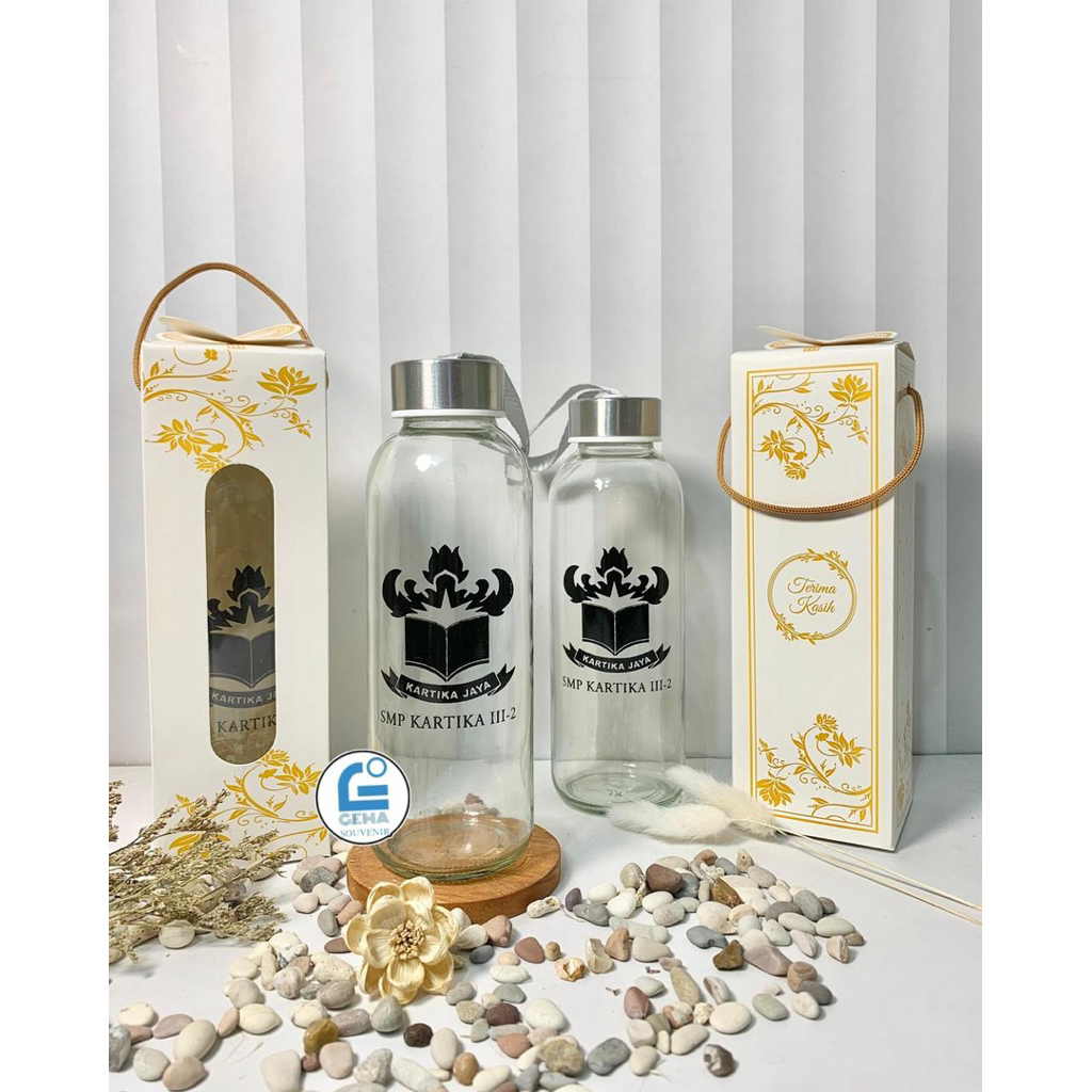 BOTOL TUMBLER BENING COSTUM  420 ML / SOUVENIR BOTOL KACA / SOUVENIR PERNIKAHAN CUSTOM / SOUVENIR KA